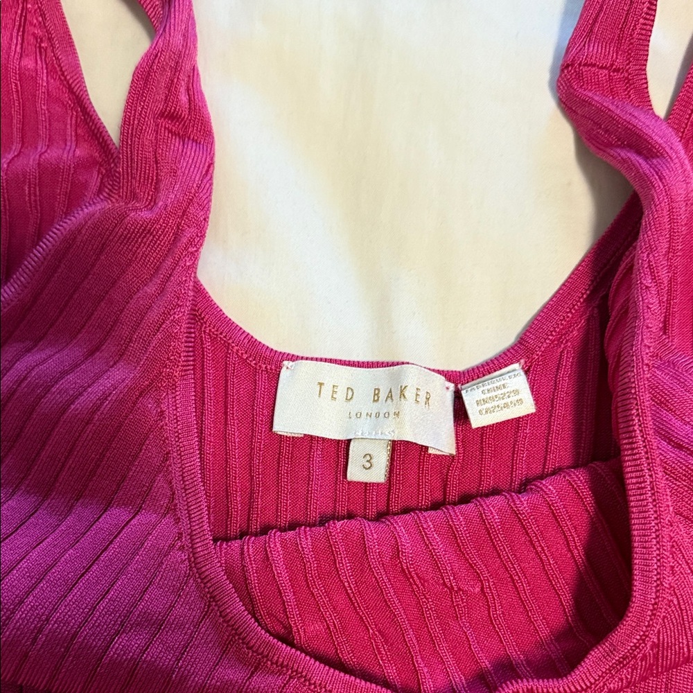 Ted Baker Fuchsia Ribbed Tank Top - Picture 2 of 4